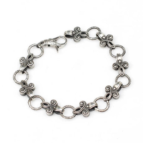 Sterling Silver Ottoman Motif Link Bracelet - Black Rhodium Plated