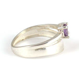 925 Sterling Silver Amethyst Double Row Ring