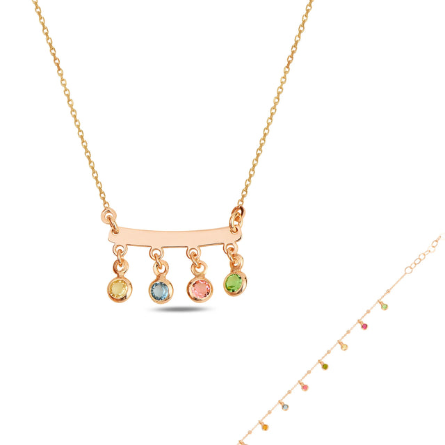 Rose Gold Plated Sterling Silver Set - Minimalist Swarovski Sparkle