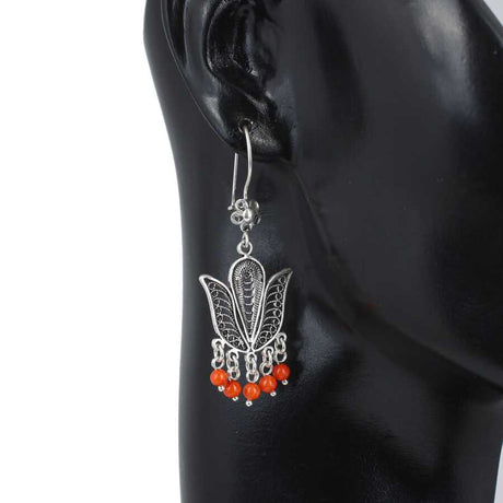 Premium 925 Sterling Silver Tulip Coral Earrings