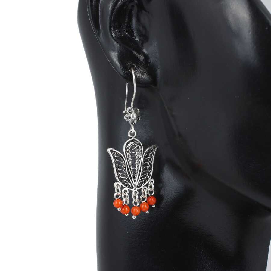 Premium 925 Sterling Silver Tulip Coral Earrings