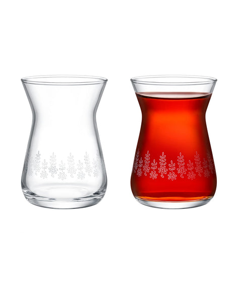 Elegant Glass 6-Piece Tea Glass Set - Francessa Daisy Touch