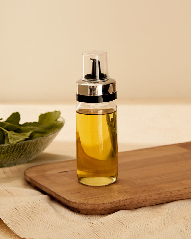 Clear Glass Oil & Vinegar Dispenser Set - Modern Minimalist Style