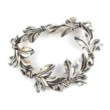 925 Sterling Silver Nature-Inspired Leaf Bracelet - Oxidized Finish