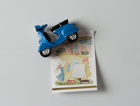 Durable Decorative Magnet - Classic Blue Motorcycle Design for Home