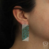 925 Sterling Silver Turquoise 9-Row Cascading Dangle Earrings