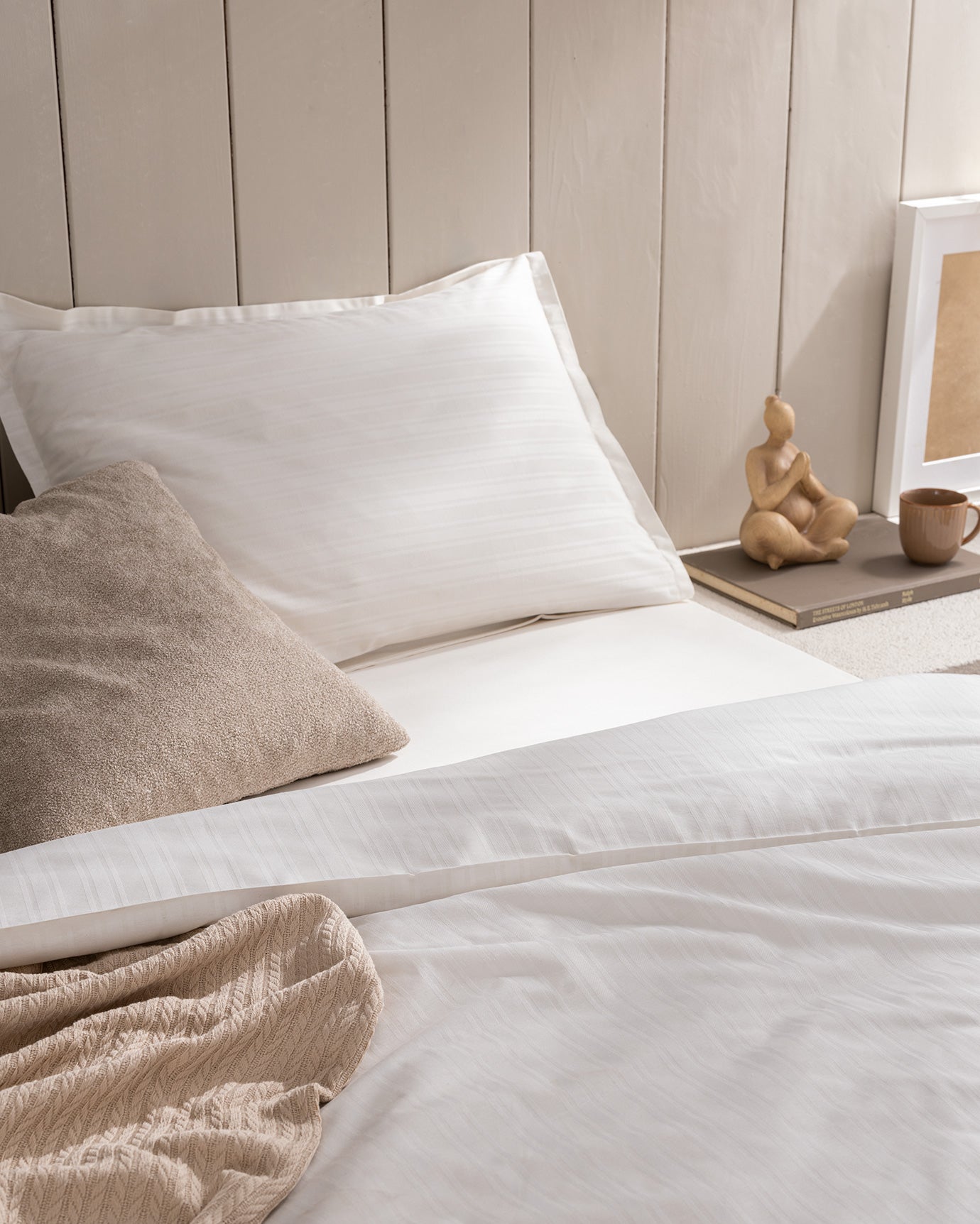 Full Size Cotton Sateen Striped Duvet Cover Set