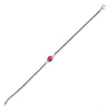 925 Sterling Silver Ruby Zircon Foxtail Chain Bracelet - Timeless Elegance