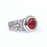 Premium Sterling Silver Bronze Ruby Men's Ring