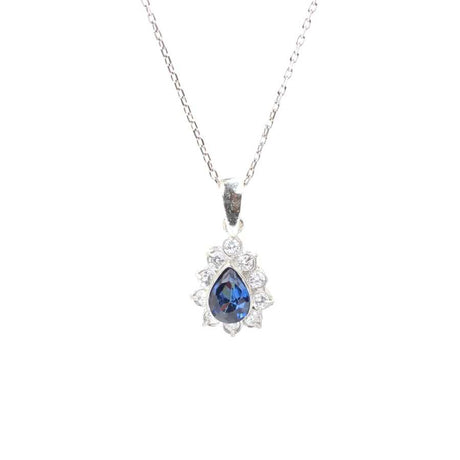 Sterling Silver Necklace - Tiny Flower Teardrop Zircon Design