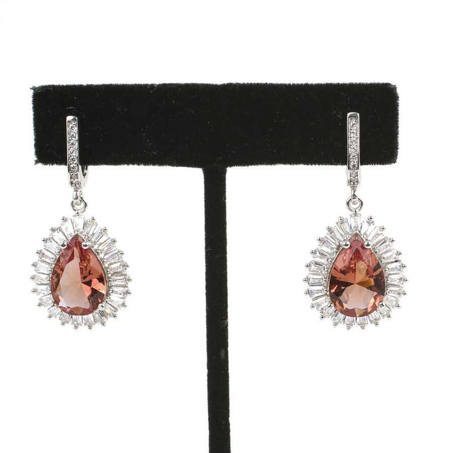 925 Sterling Silver Large Zultanite & Baguette Teardrop Earrings