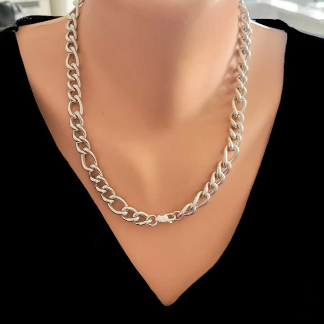 925 Sterling Silver Hollow Figaro Chain Necklace - Elegant Everyday