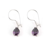 Premium Sterling Silver Large Amethyst Drop Earrings