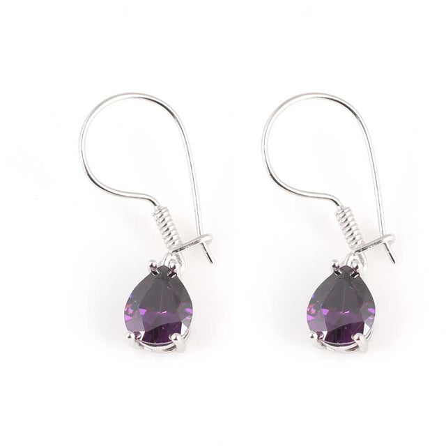 Premium Sterling Silver Large Amethyst Drop Earrings