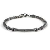 Sterling Silver Black Zirconia Cube Link Bracelet - Modern Style