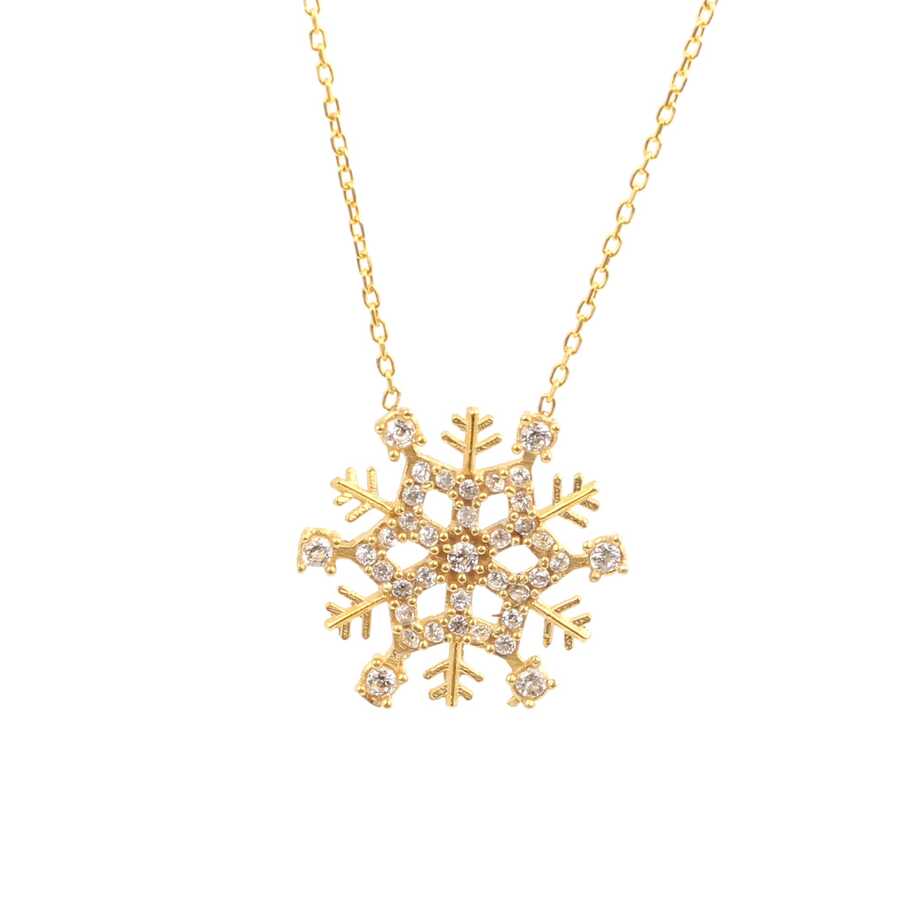 925 Sterling Silver Snowflake Charm Pendant Necklace