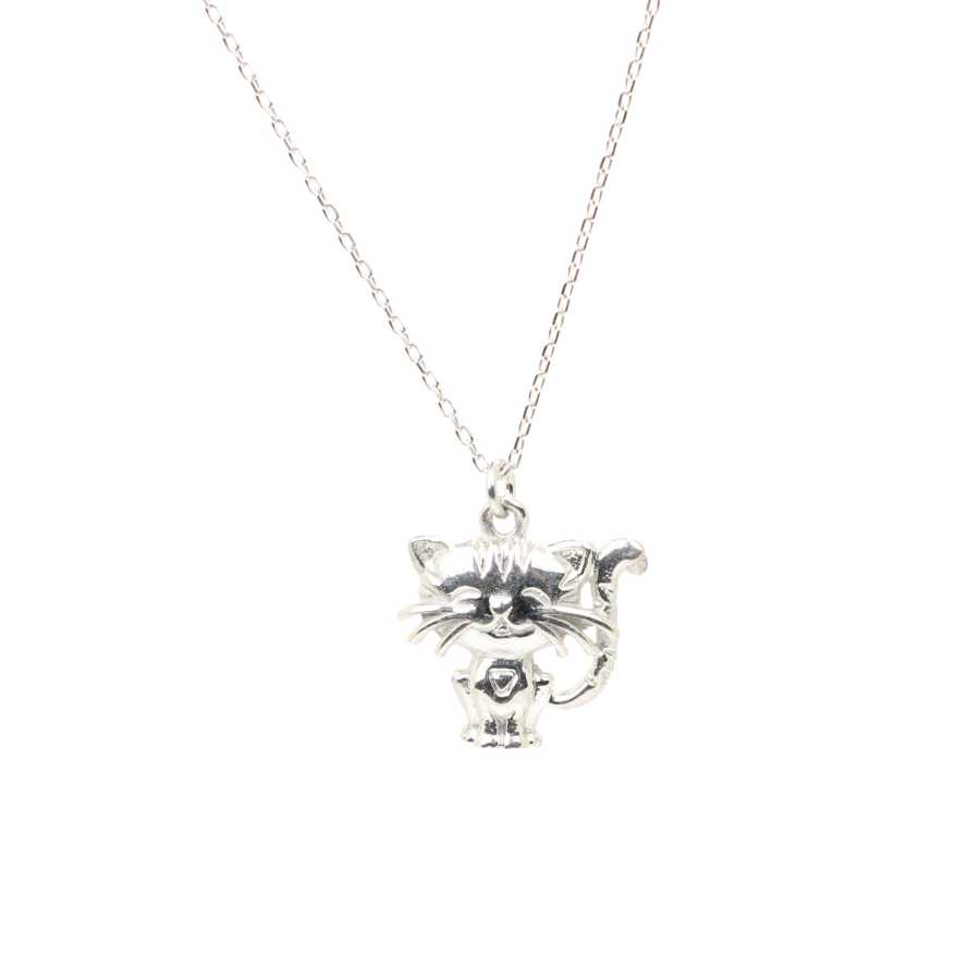 925 Sterling Silver Cute Cat Pendant Necklace - Minimalist Charm