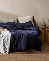 King Size 100% Cotton Muslin Fitted Duvet Cover Set