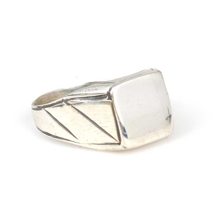 925 Sterling Silver Square Flat Polished Men's Signet Ring