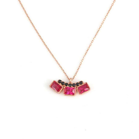 925 Sterling Silver Three-Stone Zircon Pendant Necklace for Her