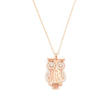 925 Sterling Silver Zircon Owl Pendant Necklace - Whimsical Charm