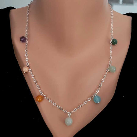 Premium 925 Sterling Silver Multi Stone Necklace