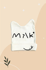 3 - Pack 100% cotton Baby Beanie Set - "Milk" Design - TryAladdin