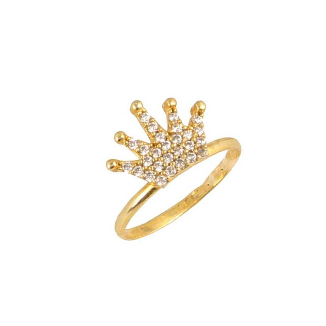925 Sterling Silver Crown Ring Yellow White Stone