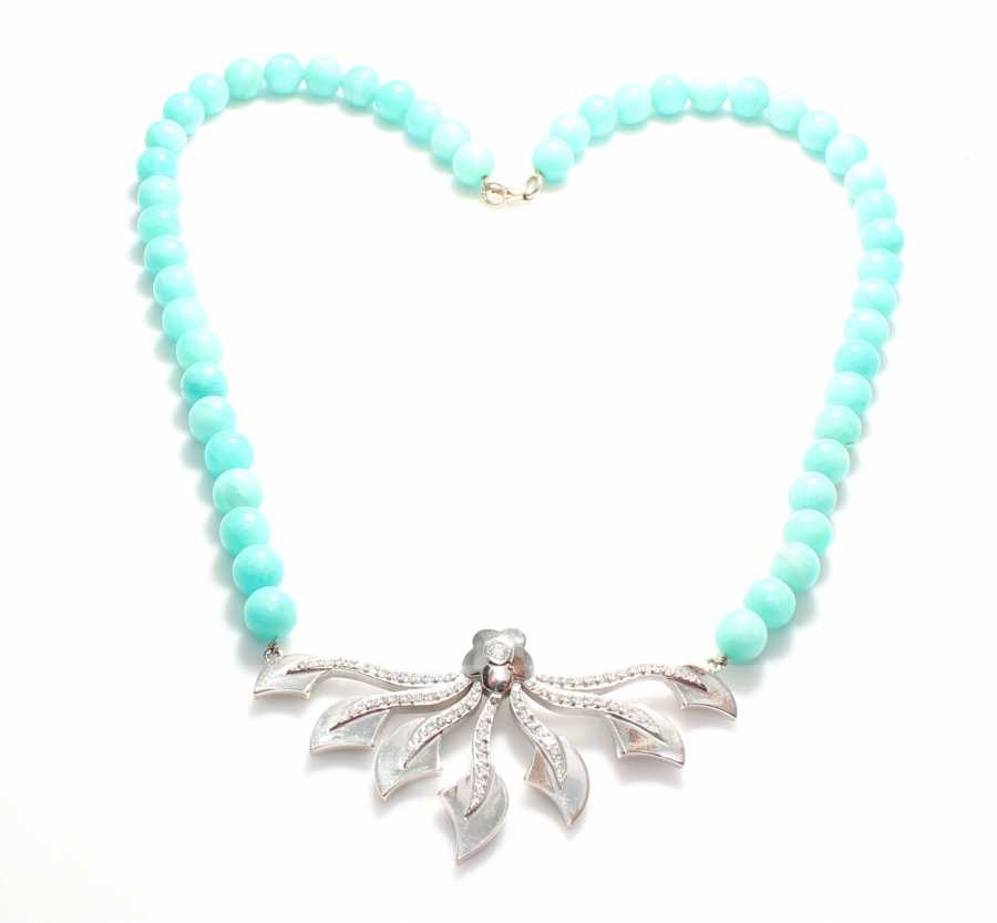 Sterling Silver Amazonite Pendant Necklace - Natural Gemstone