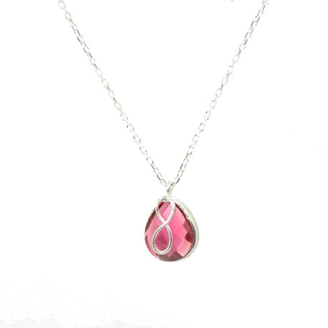 Premium 925 Sterling Silver Infinity Ruby Drop Necklace