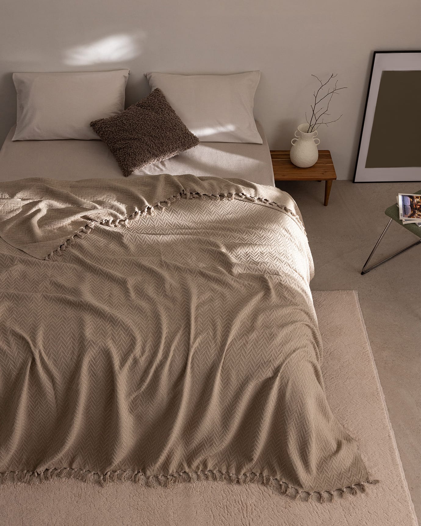 Twin Size Cotton Bedspread - Soft & Breathable Bed Cover
