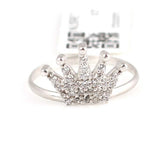 925 Sterling Silver Crown Ring - Elegant Zircon Embellishment
