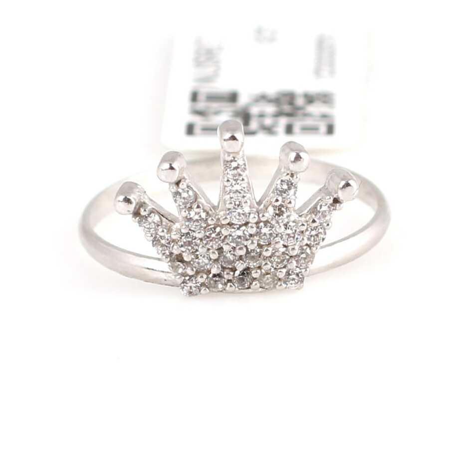925 Sterling Silver Crown Ring - Elegant Zircon Embellishment