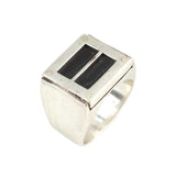 Sterling Silver Rectangular Onyx Men's Ring - Bold Statement