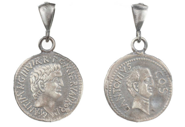 925 Sterling Silver Caesar Figure Medallion Pendant