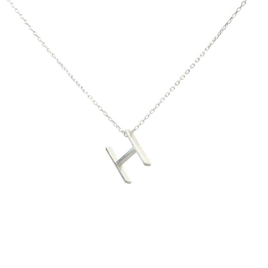 Sterling Silver 3D H Initial Necklace - Elegant Letter Pendant