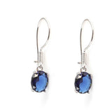 Premium 925 Sterling Silver Oval Synthetic Sapphire Earrings