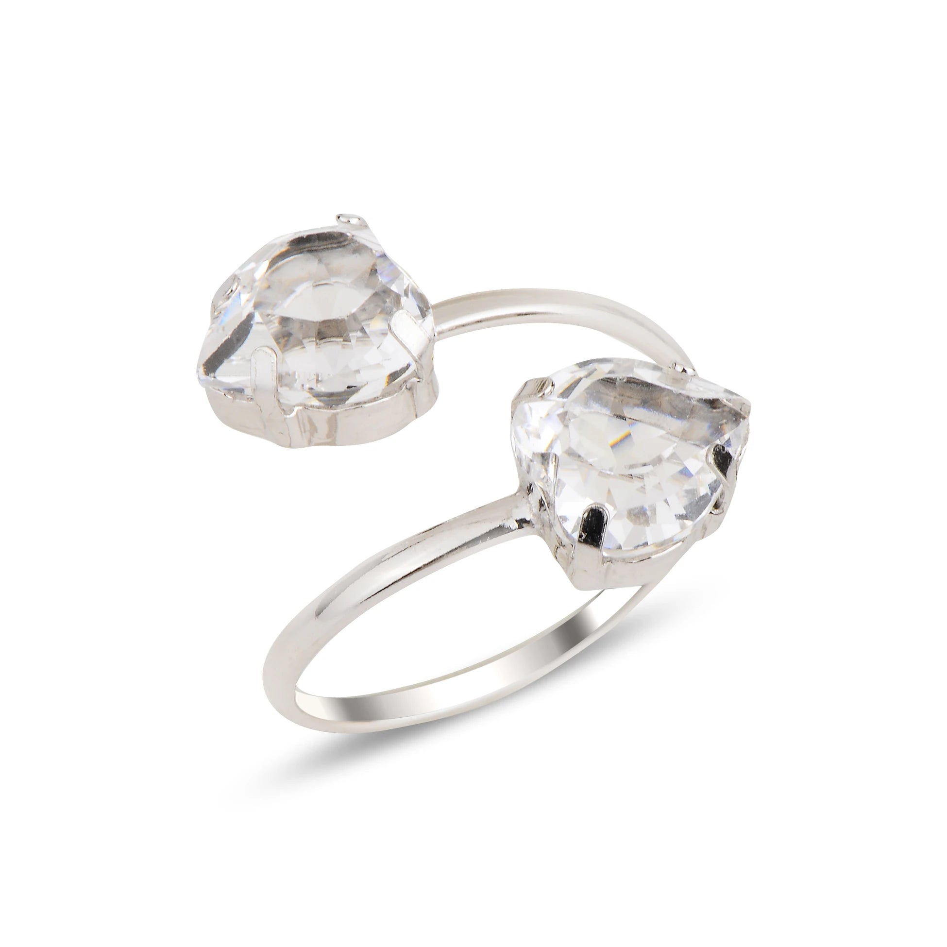 Swarovski Crystal Spiral Ring - Yellow Gold Plated Sterling Silver