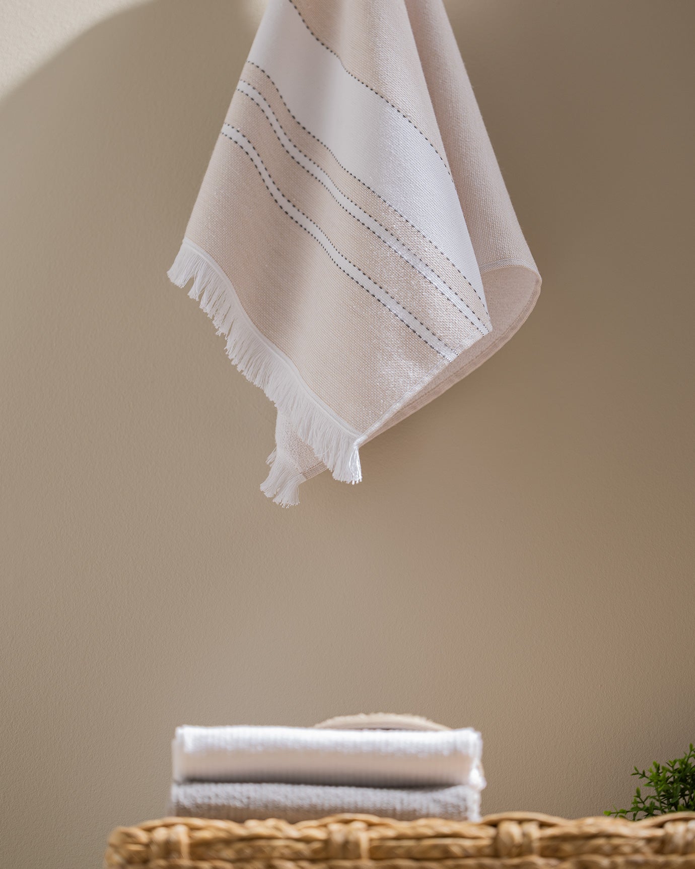 Premium 100% Cotton Face Towel - Ultra Soft & Absorbent - White & Beige