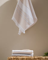 Premium 100% Cotton Face Towel - Ultra Soft & Absorbent - White & Beige