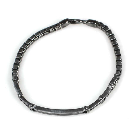 Sterling Silver Black Zirconia Cube Link Bracelet - Modern Style