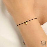 925 Sterling Silver Star Charm Bracelet - Adjustable String Design