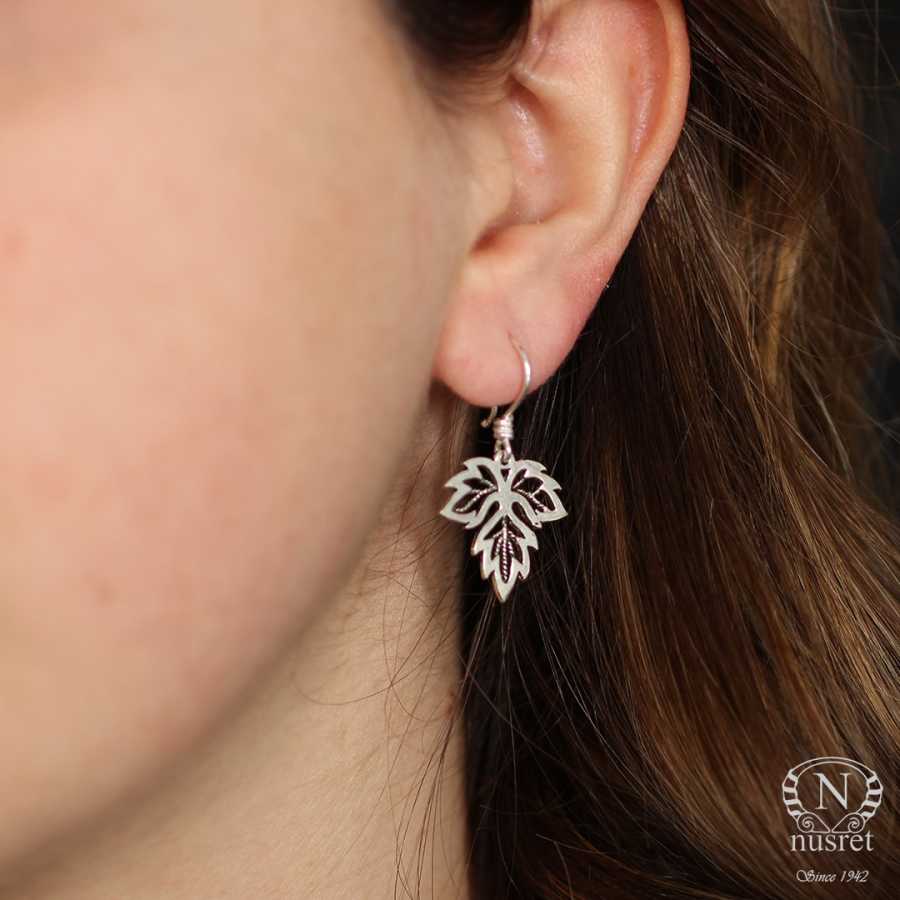 925 Sterling Silver Earrings - Plane Leaf Filigree Design