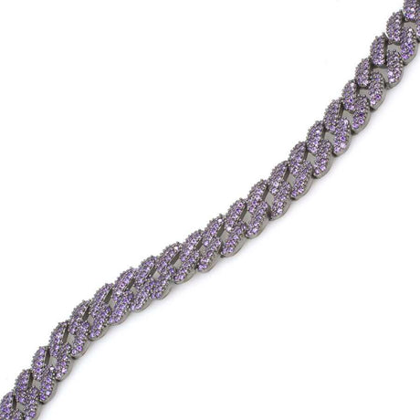 Premium Sterling Silver Purple Stone Curb Chain Bracelet