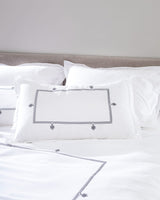 100% Cotton Sateen King Duvet Cover Set - Embroidered Lilas Design