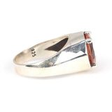 Premium Sterling Silver Polished Round Stone Men's Ring
