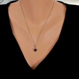 Sterling Silver Round Amethyst-Tone Zircon Necklace