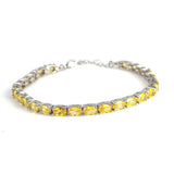 Sterling Silver Oval Synthetic Citrine Tennis Bracelet