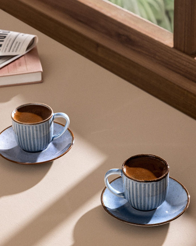 Porcelain 6-Person Coffee Set - Natural Kleby Design