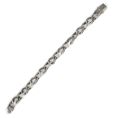 925 Sterling Silver Engraved Bracelet - Oxidized Antique Style